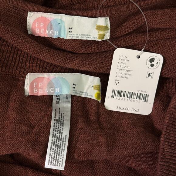 Free People Stockton Sweater Set Womens Medium Oversize Wide Leg Cozy Matching - Picture 2 of 13